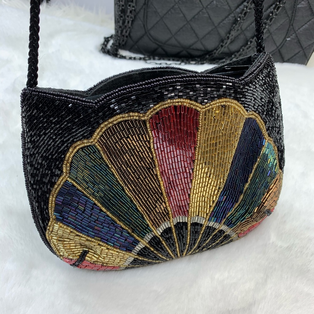 Beaded Evening Bag. Crossbody. Peacock Pattern - Picture 1 of 7